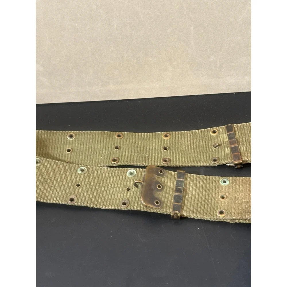 Vintage Military Web Belt Olive Drab Canvas Utility Tactical Eyelet Belt 43 Inch